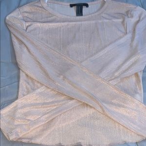 Shiny Cream Colored ruffle shirt